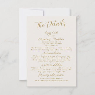 Minimalist Gold Wedding Details Enclosure Card