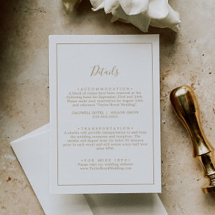 Minimalist Gold Wedding Details Enclosure Card