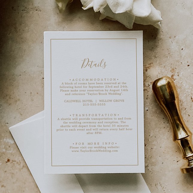 Minimalist Gold Wedding Details Enclosure Card (Creator Uploaded)