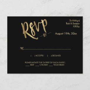 Minimalist Gold Wedding Event Response RSVP Postcard