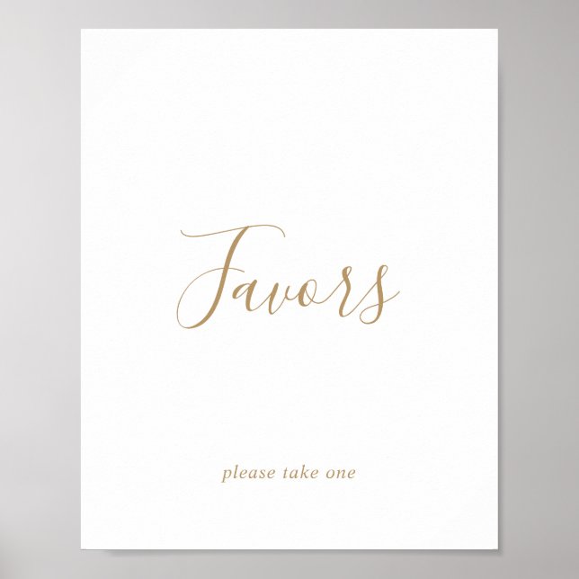 Minimalist Gold Wedding Favours Sign (Front)