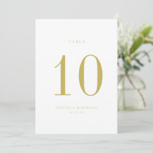 Minimalist Gold Wedding Table Number Card