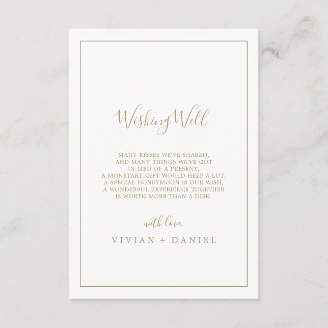 Minimalist Gold Wedding Wishing Well Card (Front)