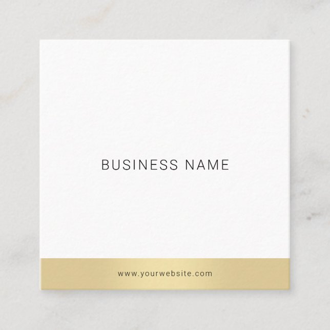Minimalist Gold White Professional Elegant Plain Square Business Card (Front)