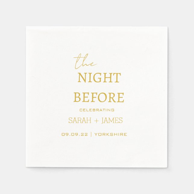 Minimalist Gold & White The Night Before Wedding  Napkin (Front)