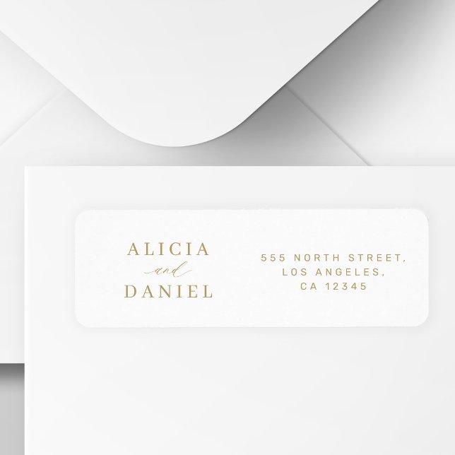 Minimalist gold white wedding return address (Creator Uploaded)
