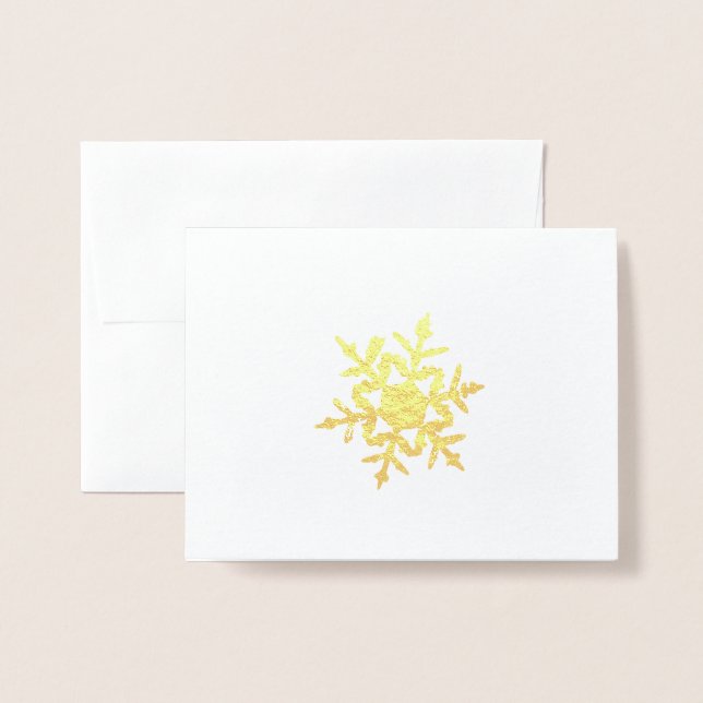 Minimalist Gold Winter Snowflake Foil Card (Front With Envelope)