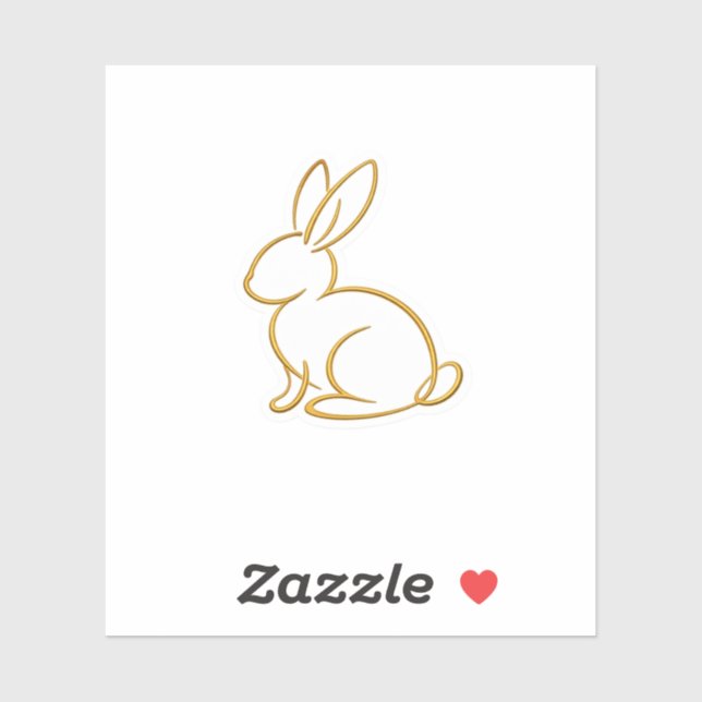 Minimalist Gold Wire Line Art Easter Bunny (Sheet)