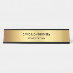 Minimalist Gold with Black Typography Lawyer Desk Name Plate