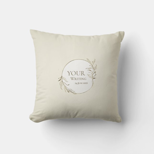Minimalist Golden Botanical Foliage Cushion (Front)