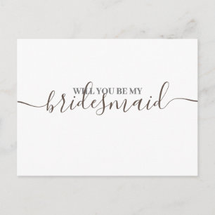Minimalist Golden Bridesmaid Wedding Invitation Postcard