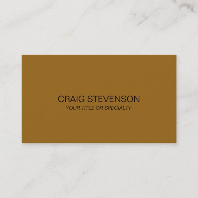 Minimalist Golden Brown Plain Business Card (Front)