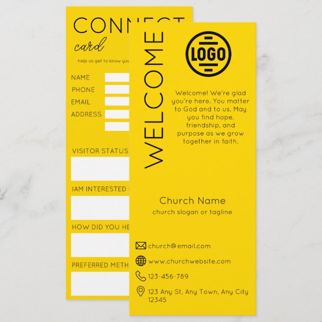 Minimalist Golden Church Connection Card (Front/Back)