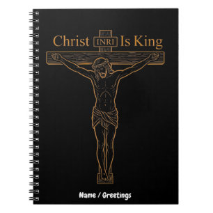 Minimalist Golden Crucifixion Art Christ Is King Notebook
