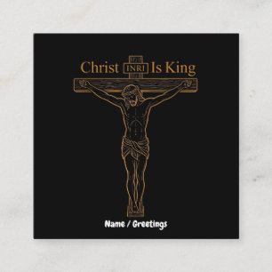 Minimalist Golden Crucifixion Art Christ Is King Square Business Card