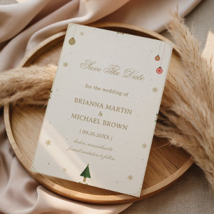 Minimalist Golden Holiday Winter Elegance Save The Date