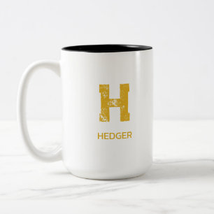 MINIMALIST GOLDEN ONE LETTER MONOGRAM NAME WHITE Two-Tone COFFEE MUG