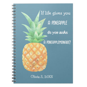 Minimalist Golden Pineapple Personalised Notebook