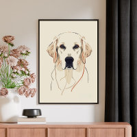 Minimalist Golden Retriever Line Art 