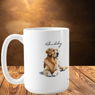 Minimalist Golden Retriever  Personalise Coffee Mug