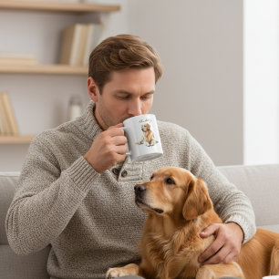 Minimalist Golden Retriever Personalise Coffee Mug