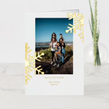 Minimalist Golden Snowflakes Merry Christmas Photo