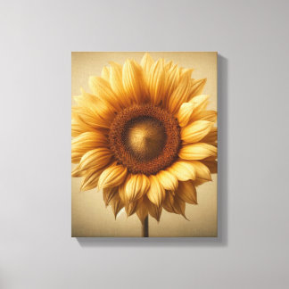Minimalist Golden Sunflower Bloom Canvas Wall Art