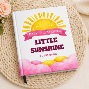 Minimalist Golden Sunshine Baby Girl Celebration Guest Book