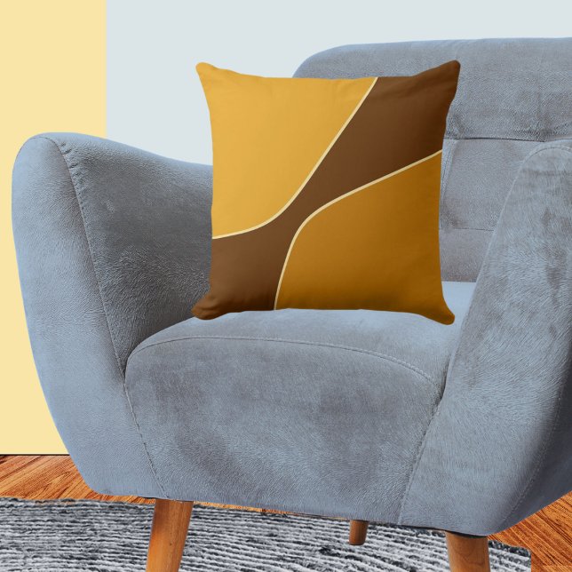 Minimalist Golden Yellow & Brown Quarter Shapes   Cushion (Minimalist Golden Yellow & Brown Quarter Shapes)