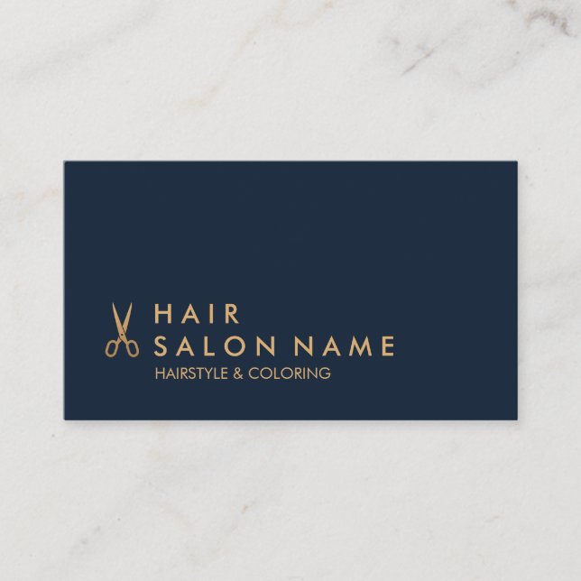 Minimalist GoldScissors Hair Stylist Business Card (Front)
