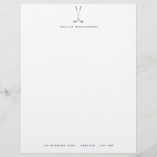 Minimalist Golf Clubs Personalised Custom Letterhead