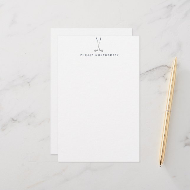 Minimalist Golf Clubs Personalised Stationery (Front/Back In Situ)
