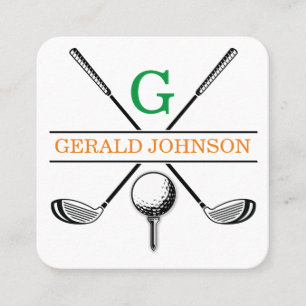 Minimalist Golf Monogram Design Square Business Ca Square Business Card