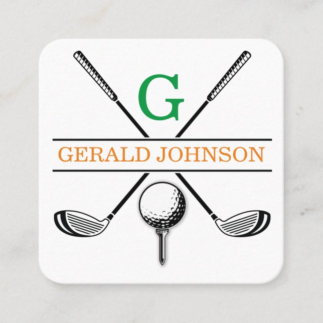 Minimalist Golf Monogram Design Square Business Ca Square Business Card (Front)