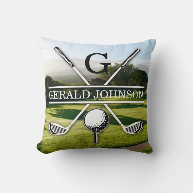 Minimalist Golf Monogram Design Throw Pillow (Front)