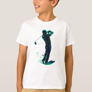 Minimalist Golfer Green Glow Silhouette T-Shirt