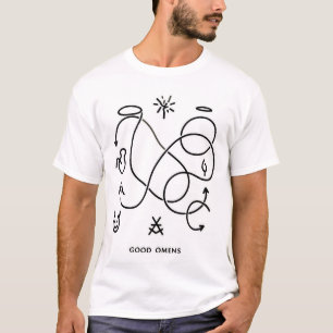 Minimalist GOOD OMENS Symbol Angel And Devil T-Shirt