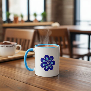 Minimalist Good Vibes, Blue Evil Eye Floral Amulet Mug