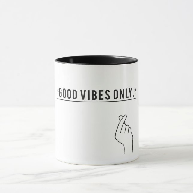 Minimalist "Good Vibes Only" Motivational Coffee Mug (Center)