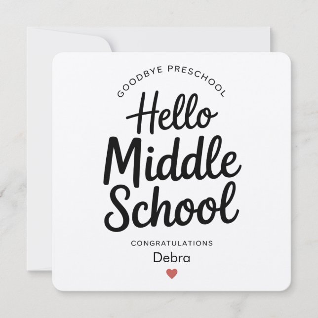 Minimalist Goodbye Preschool Hello Middle School  (Front)
