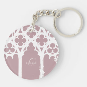 Minimalist Gothic Elegant Typography Pale Pink Key Ring