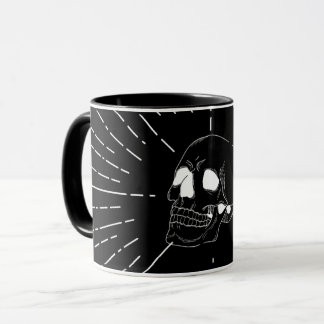 Minimalist Gothic Skull Art Black Coffee Mug