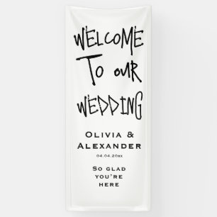 Minimalist Gothic Wedding Welcome Sign,Linen Fabri Banner
