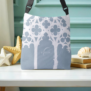 Minimalist Gothic Window Calligraphy Pale Blue Crossbody Bag