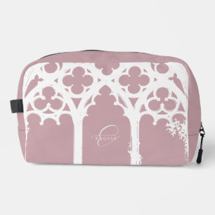 Minimalist Gothic Window Calligraphy Pastel Pink Dopp Kit