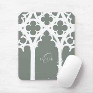 Minimalist Gothic Window Calligraphy Sage Mouse Mat