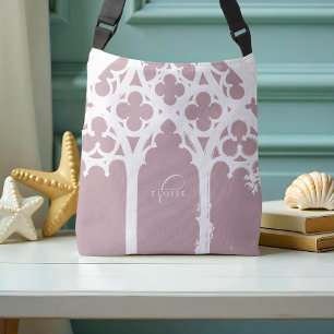 Minimalist Gothic Window Calligraphy Soft Pink Crossbody Bag