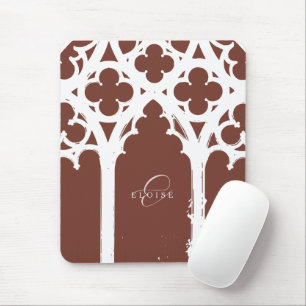 Minimalist Gothic Window Calligraphy Terracotta Mouse Mat