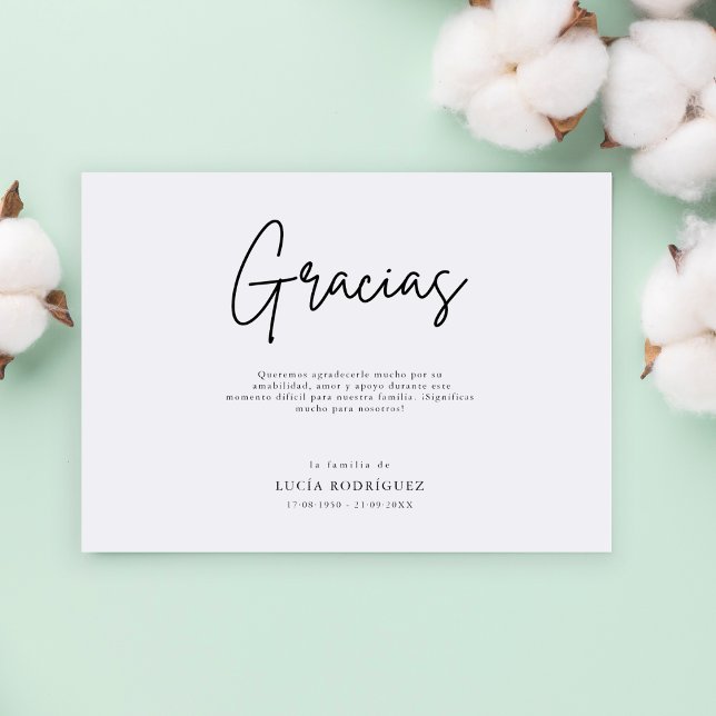 Minimalist Gracias Spanish Funeral Thank You Card (Creator Uploaded)