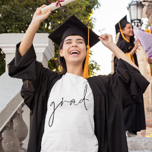 Minimalist Grad Black Script Graduation T-Shirt